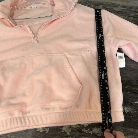 Old Navy Womens Pullover Quarter Zip Large Pink Pockets Thumb Hole Loose Fit - Picture 13 of 15